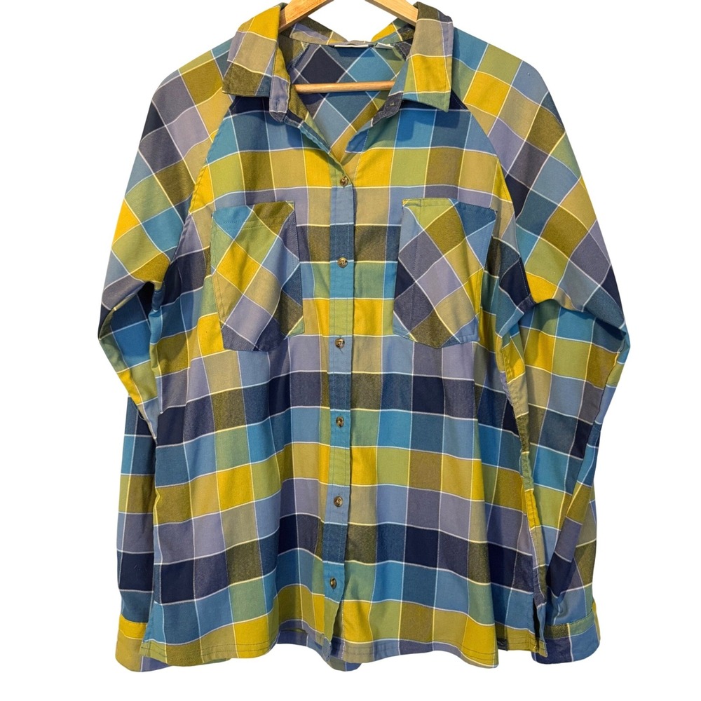 LL Bean Women's Plaid Button Down Flannel Shirt XL Outdoor Gorpcore Granola Girl